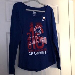 Blue Nike Chicago Cubs World Series Champions Long Sleeve Shirt